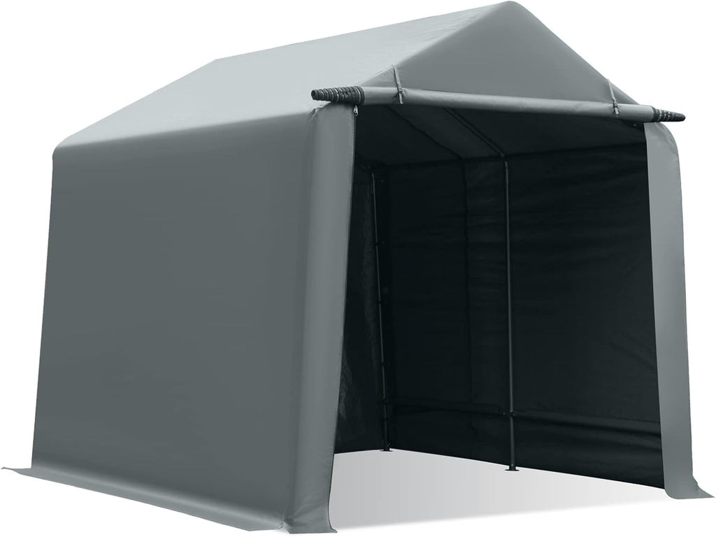 10x10 ft Portable Storage Shed with Roll-up Zipper Door, Gray Q5499