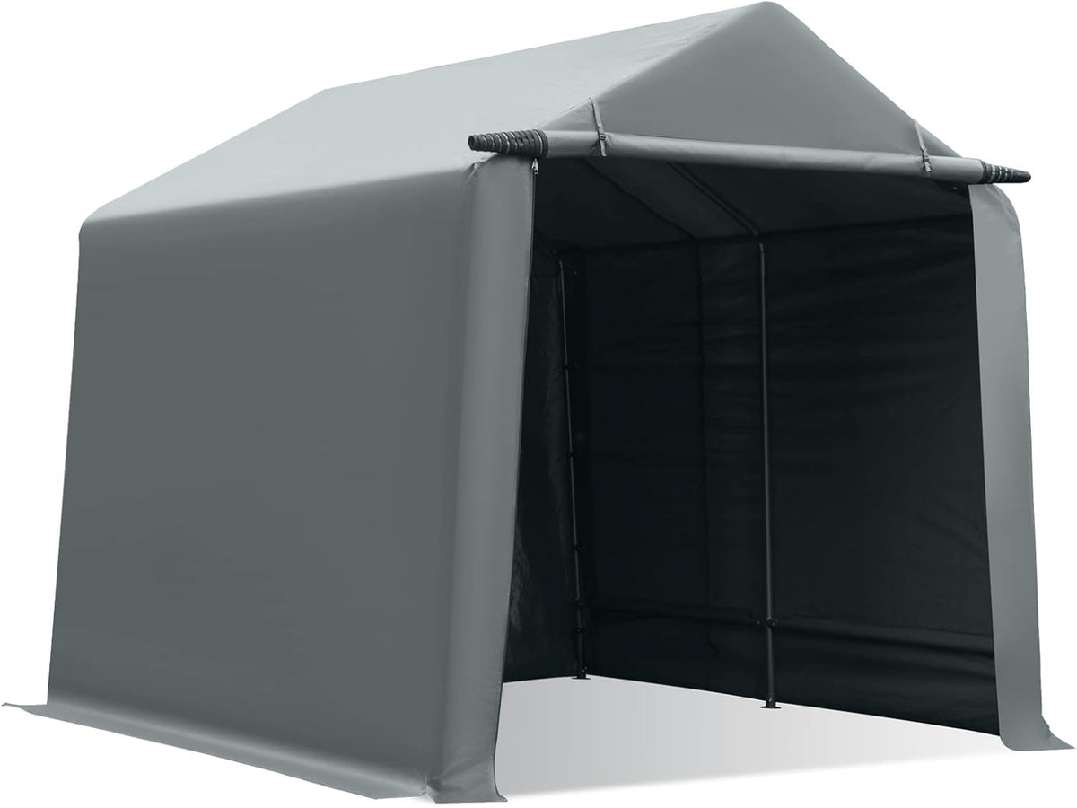 10x10 ft Portable Storage Shed with Roll-up Zipper Door, Gray Q5499
