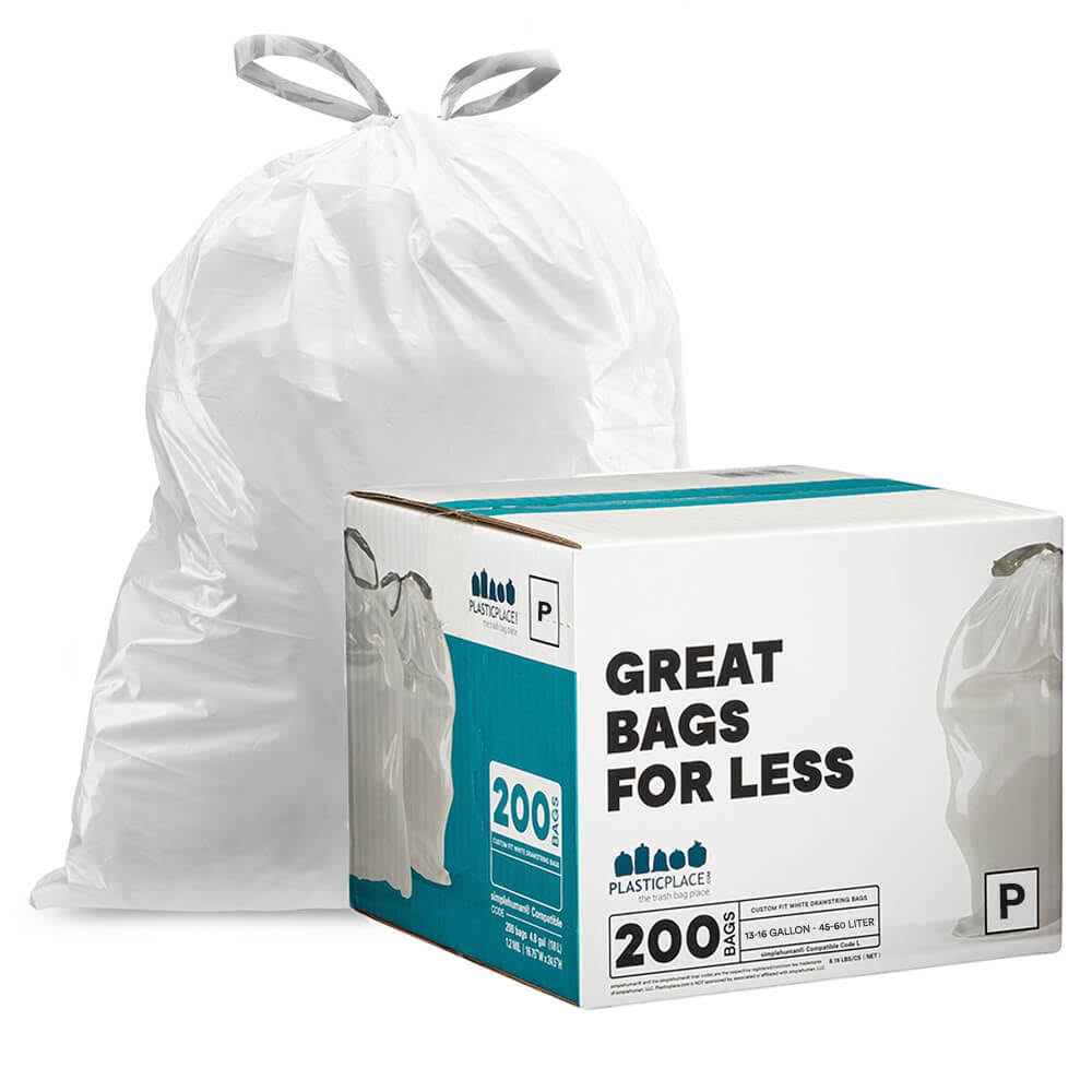 200 ct 13-16 Gallon White Trash Bags Z343