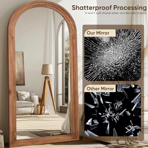71"×32" Wooden Arched Full Length Mirror with Stand D956
