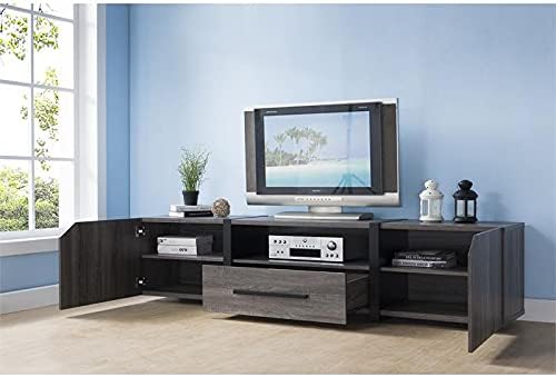 Rustic Wood 81.5-Inch TV Stand in Distressed Gray O727