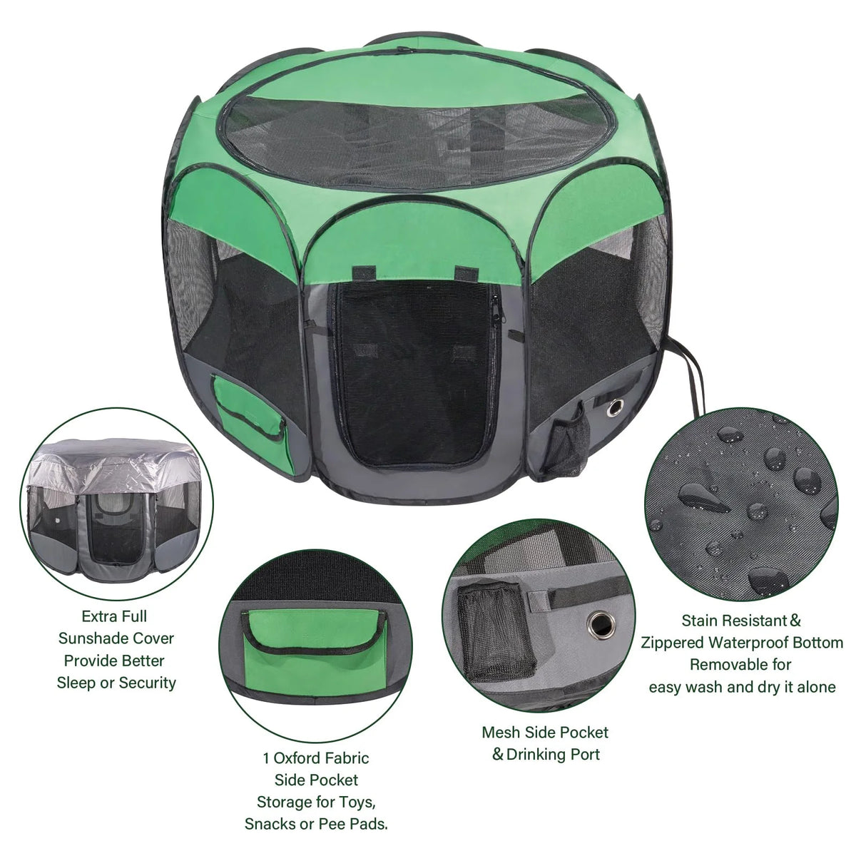 Medium Size Portable Foldable Pet Playpen with Zipper Top Cover Door Z5259
