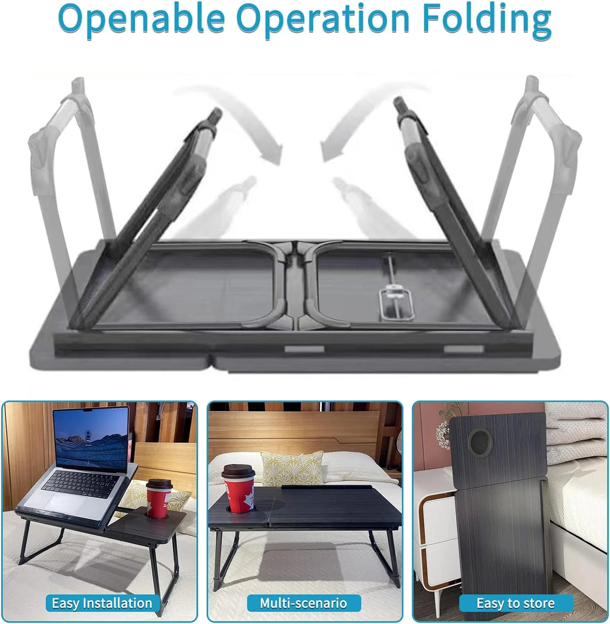 Black Laptop Desk with Cup Holder F342