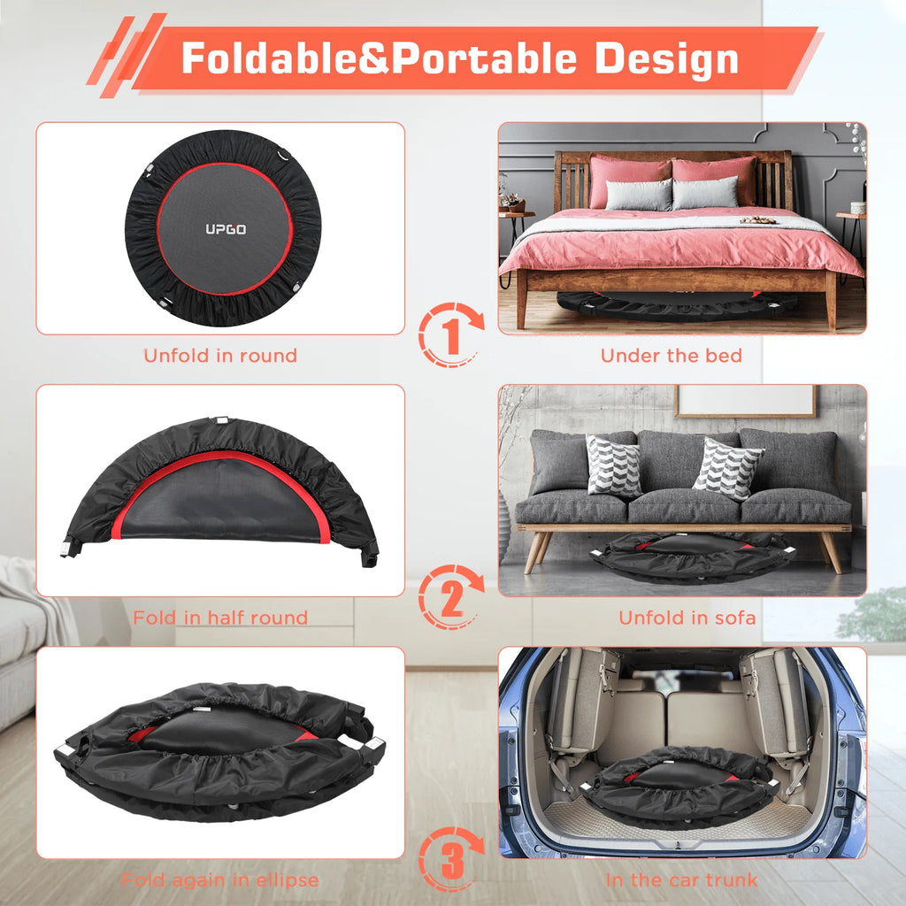 40 Foldable Fitness Trampoline with Adjustable Foam Handle L5620
