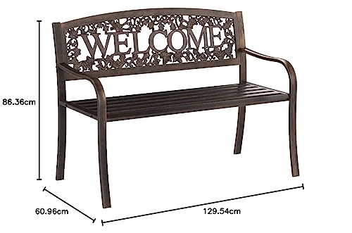 Metal Welcome Outdoor Bench B351
