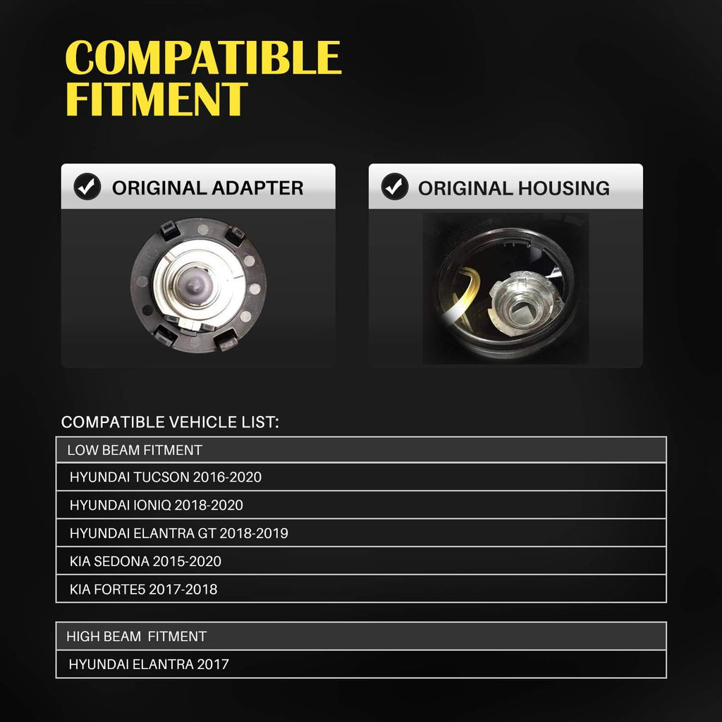 H7 LED Headlight Bulbs with Adapters 2 Pack O486