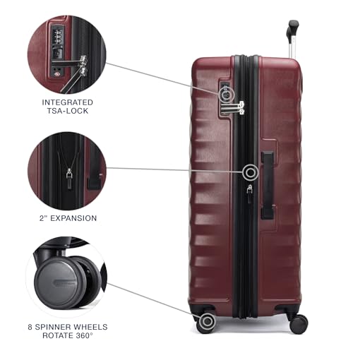 Black 21-Inch Hardside Carry On Luggage with 8 Spinner Wheels V288