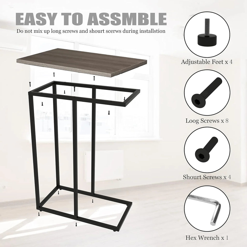C Shaped End Table Set of 2 Grey T96220