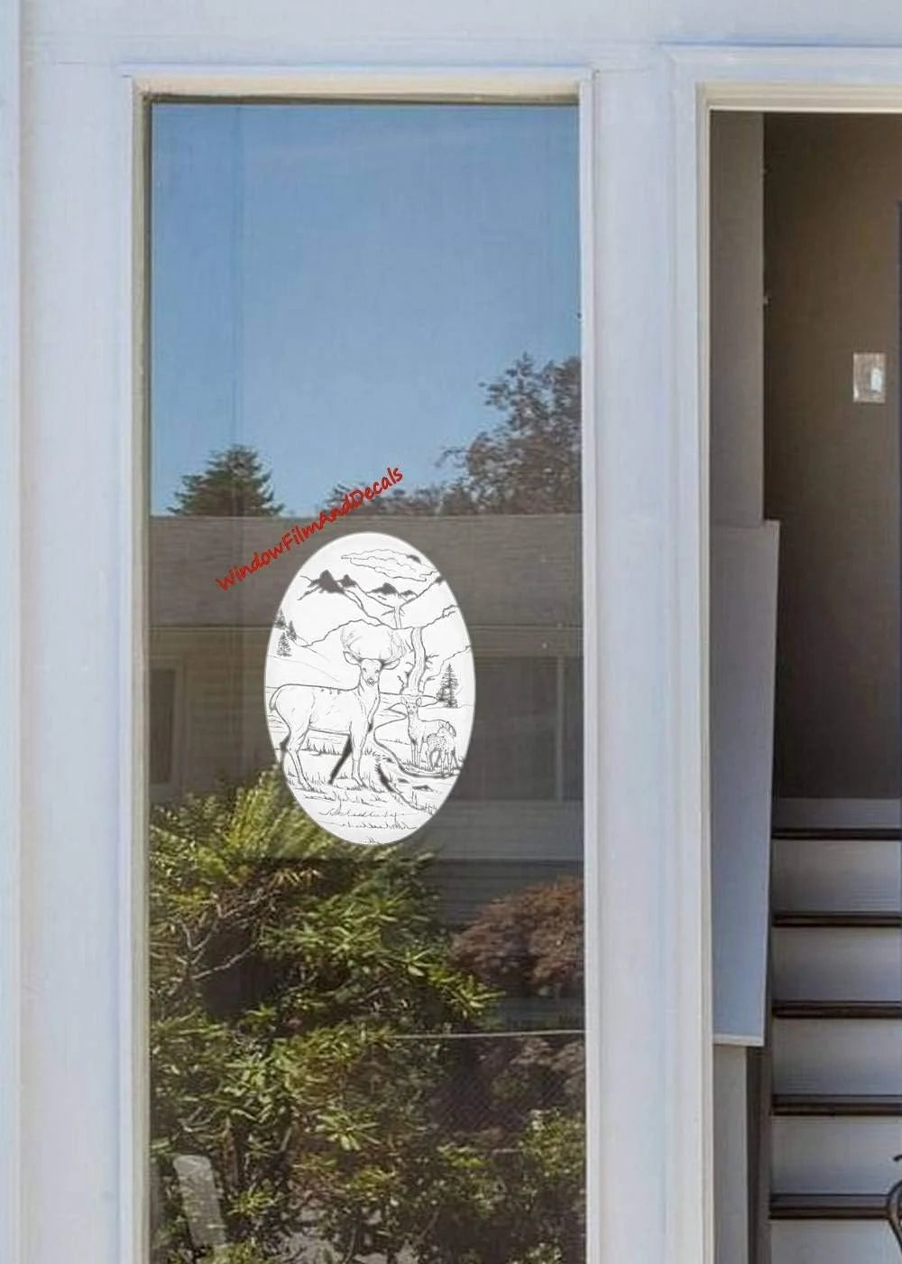 Oval Etched Window Decal Vinyl Glass Cling 8" X 12" White I931148