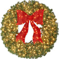 36in Artificial Pre-Lit Fir Christmas Wreath with 150 LED Lights A845541
