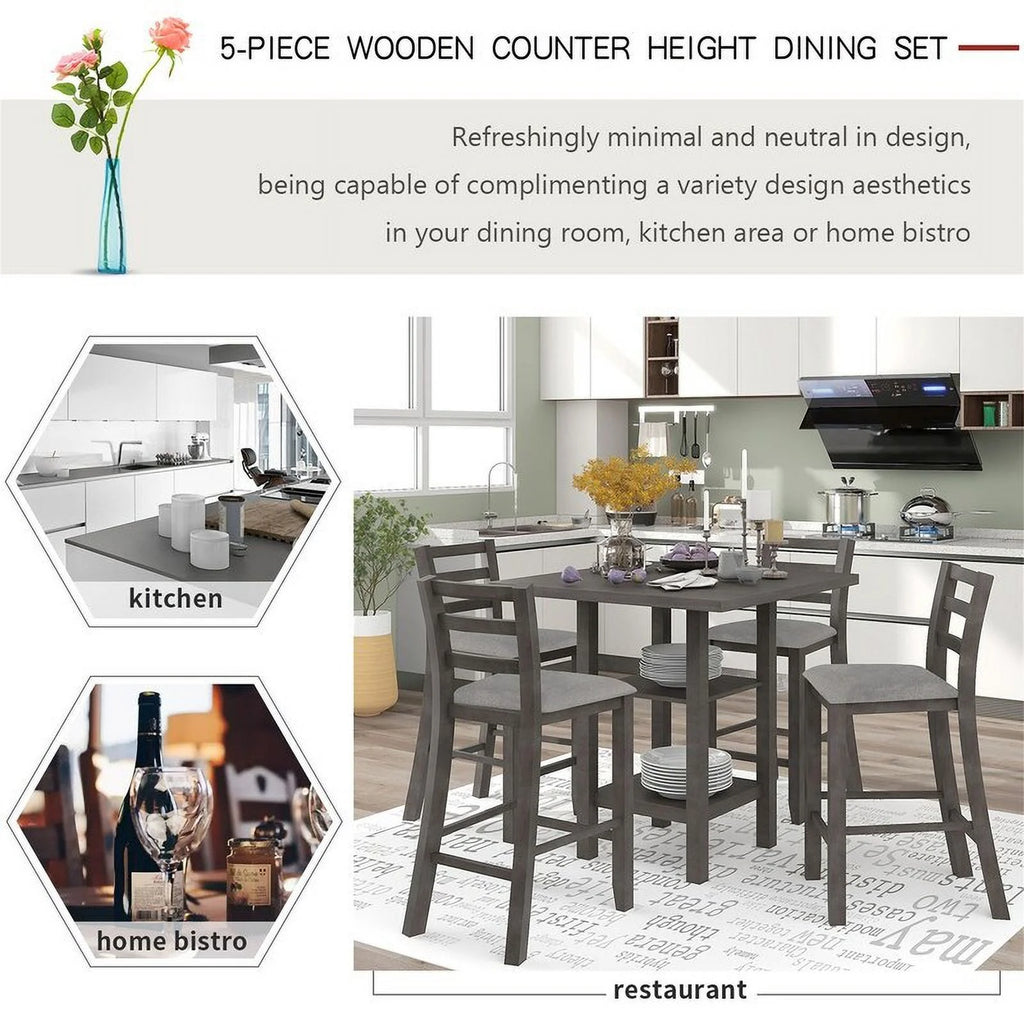 Espresso Square Dining Table Set of 4 with 4 Upholstered Chairs S36785