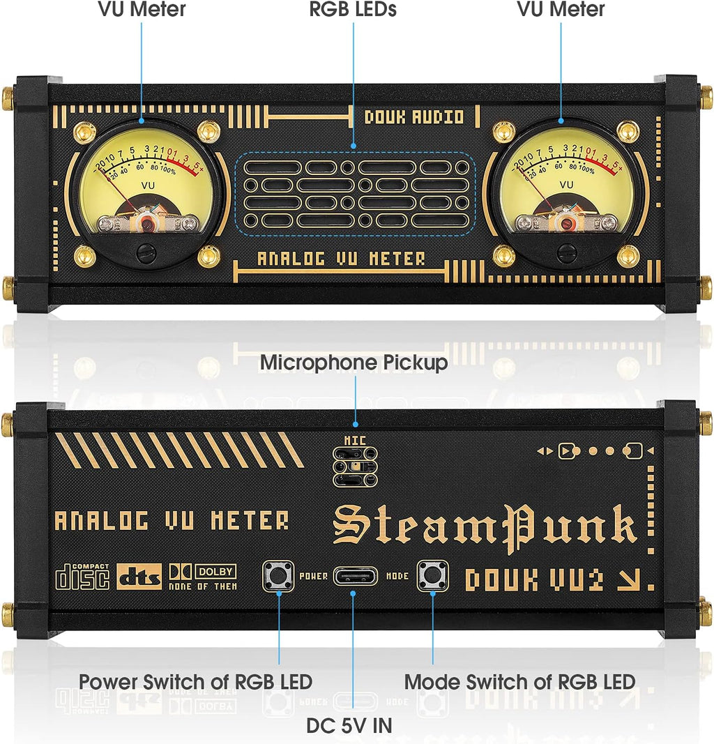 Dual Analog VU Meter RGB Sound Level Indicator N1614