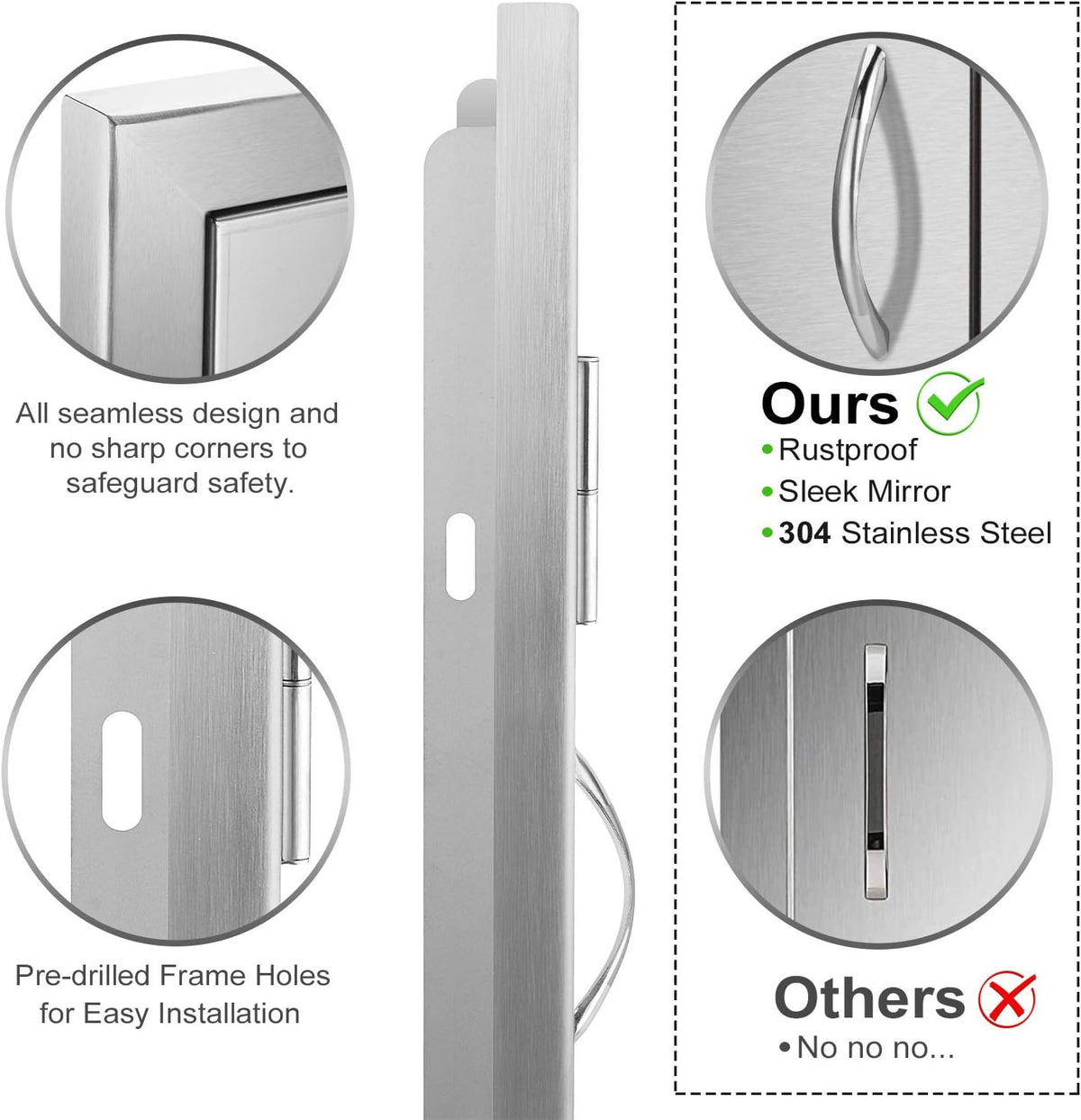 Outdoor Kitchen Stainless Steel Double Door 28W x 19H Inch N598