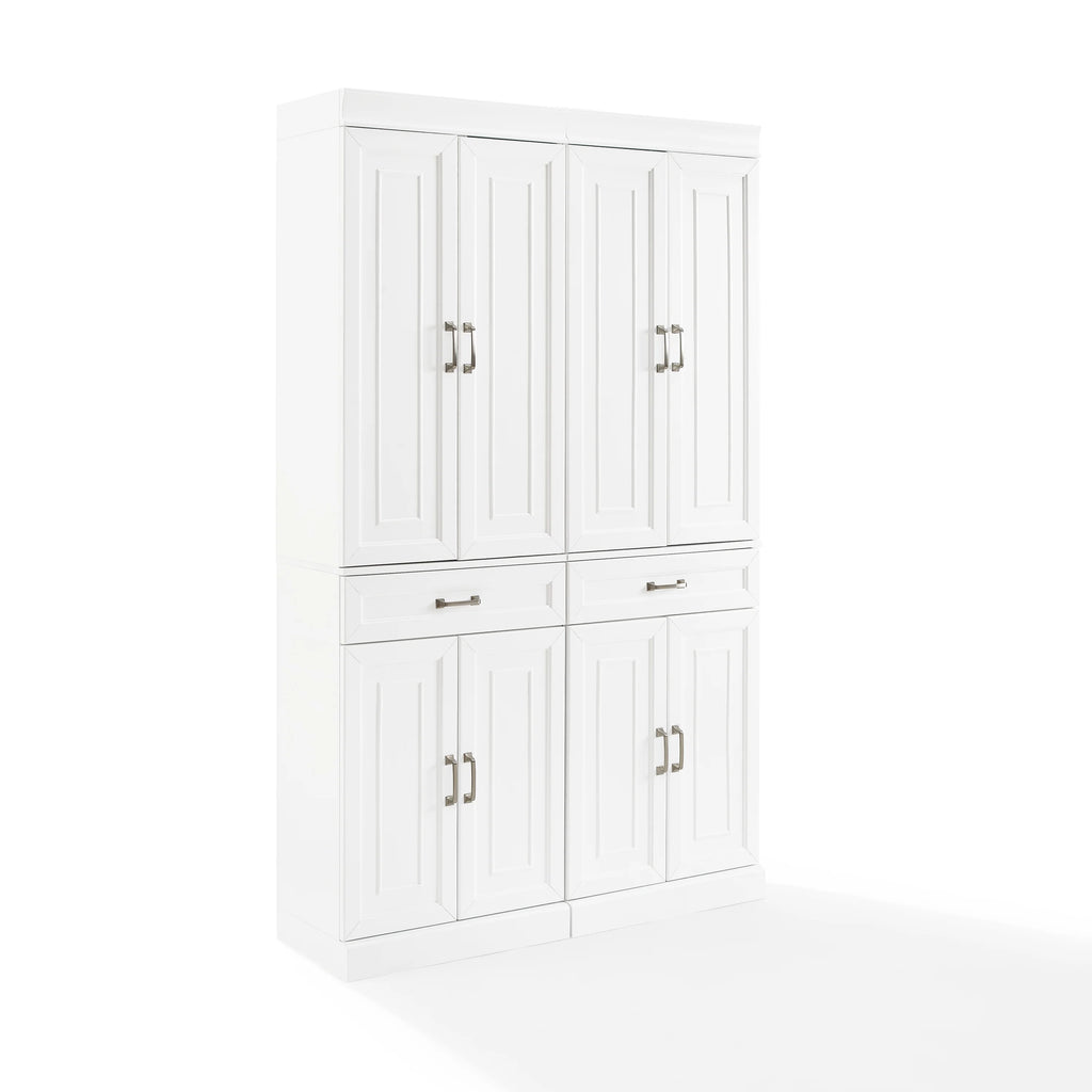 White MDF Wood Pantry (Set of 2) H148