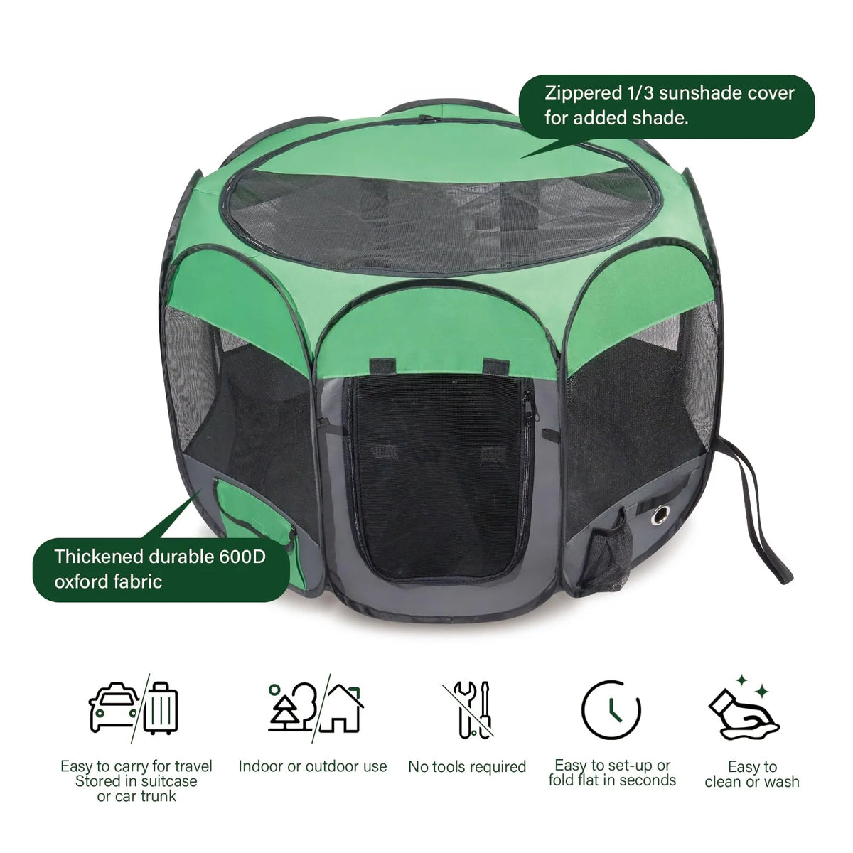 Medium Size Portable Foldable Pet Playpen with Zipper Top Cover Door Z5259
