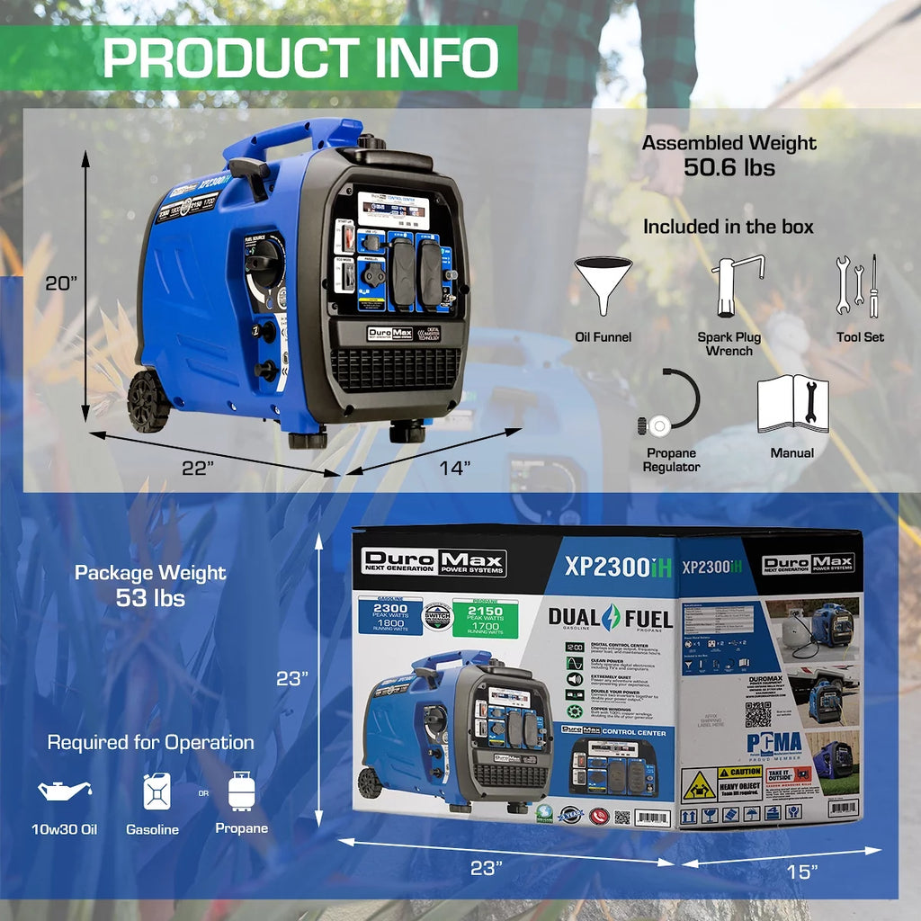 2,300 Watt Dual Fuel Inverter Generator with CO Alert M3478