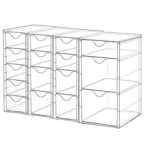 Acrylic 16 Drawers 4 Set Clear Storage Organizer S427
