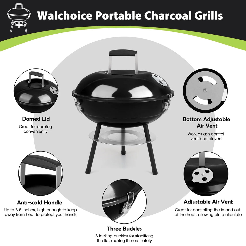 14 inch Portable Charcoal Grill with Black Lid B649