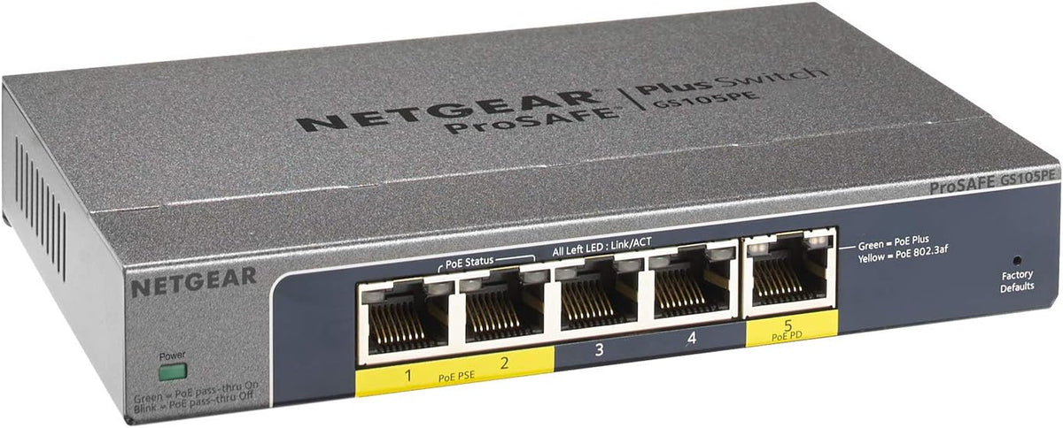 5-Port PoE Gigabit Ethernet Plus Switch, Pack of 2 M92374