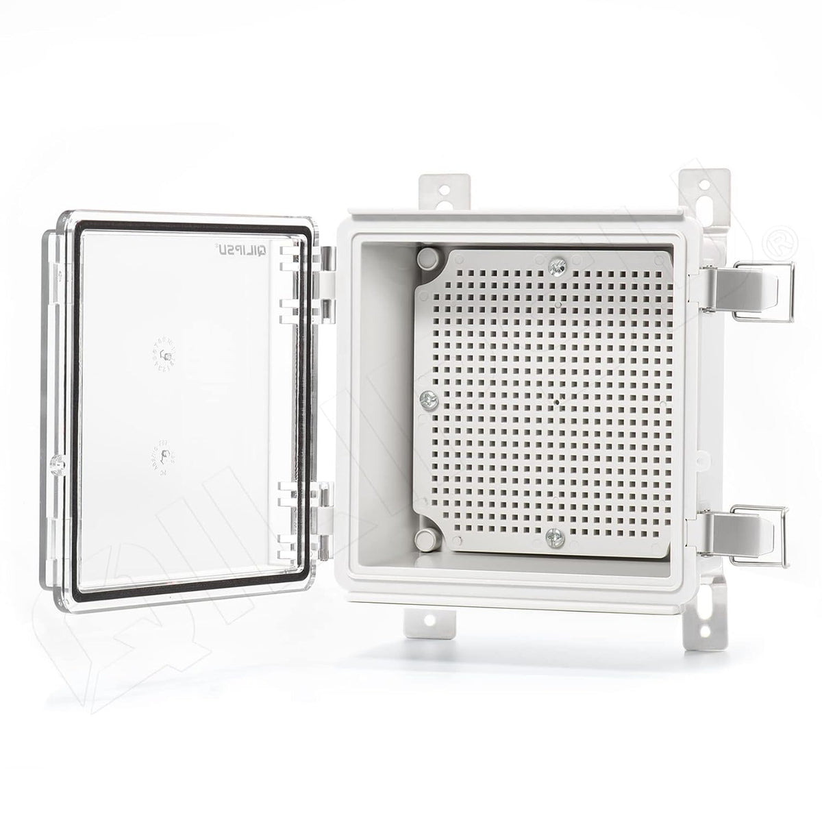 Clear Hinged Cover Junction Box with Mounting Plate, IP67 Waterproof ABS Plastic Grey I433896