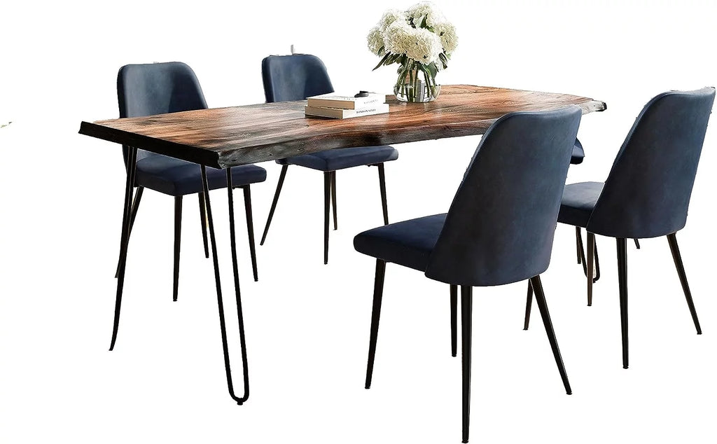 Solid Acacia Five Piece Dining Set with Upholstered Chairs Z4999