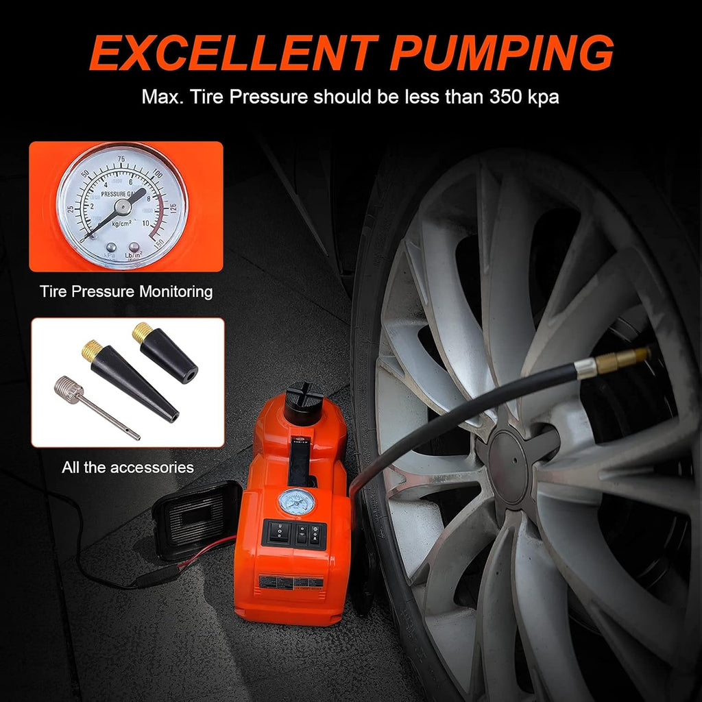 Electric Car Jack Kit 5Ton 12V Hydraulic Car Jack Lift with Electric Impact Wrench J2608