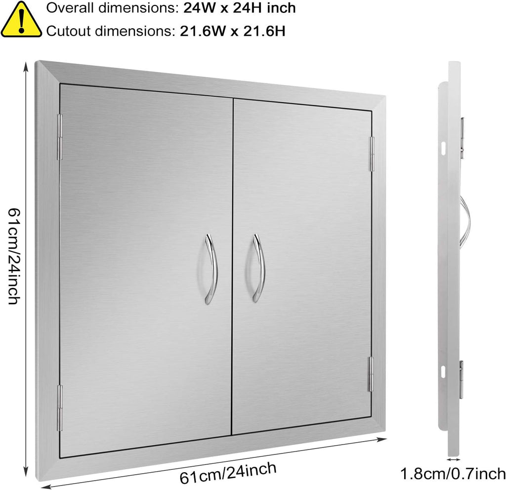 Outdoor Kitchen Stainless Steel Double Door 28W x 19H Inch N598