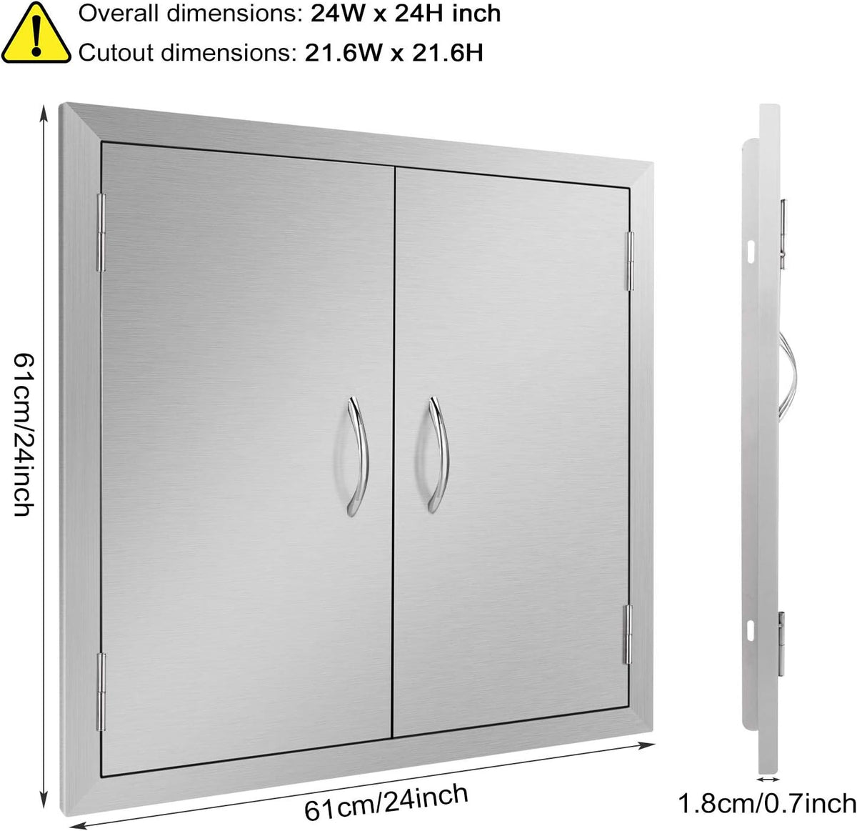 Outdoor Kitchen Stainless Steel Double Door 28W x 19H Inch N598