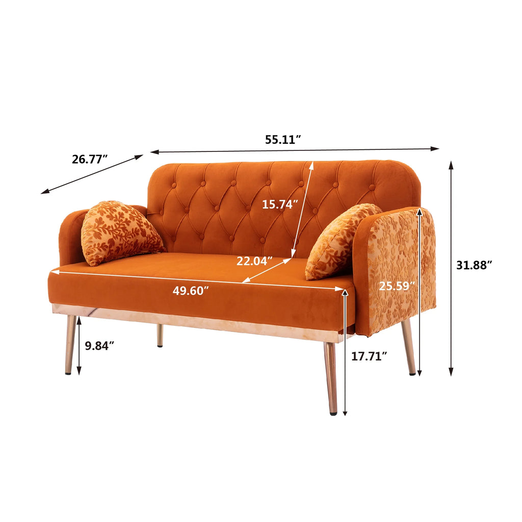 Velvet Accent Loveseat Sofa with Metal Feet M546239