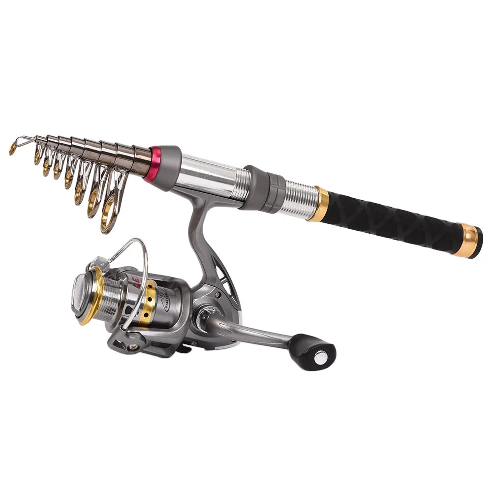 Carbon Fiber Telescopic Fishing Rod Reel Combo with Carrier Bag O787402