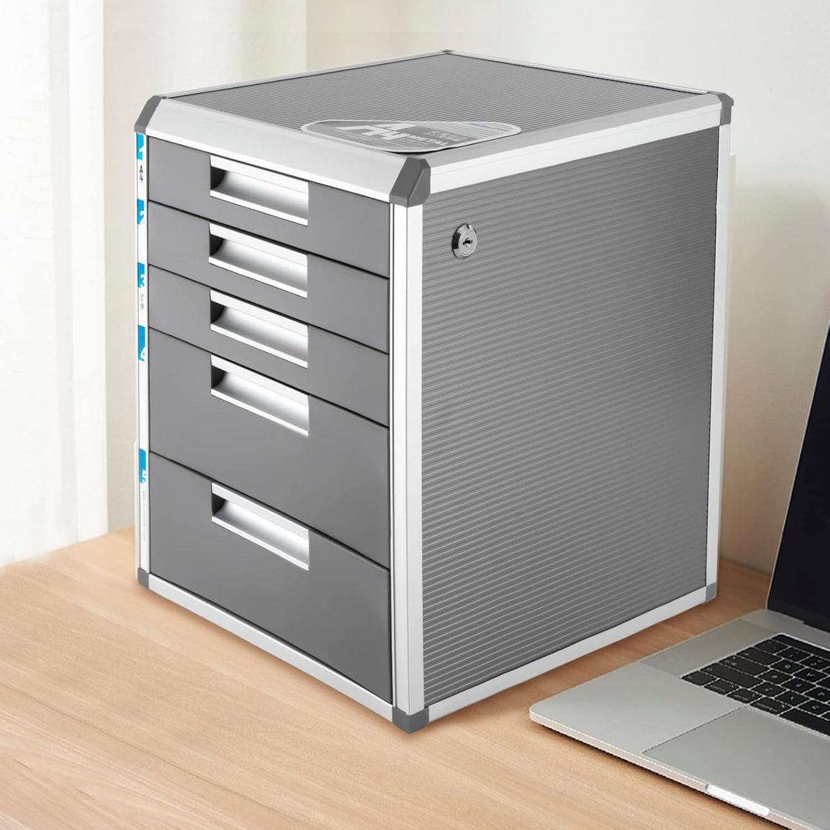 Grey 5 Layers Desktop Drawer Organizer with Lock E24926