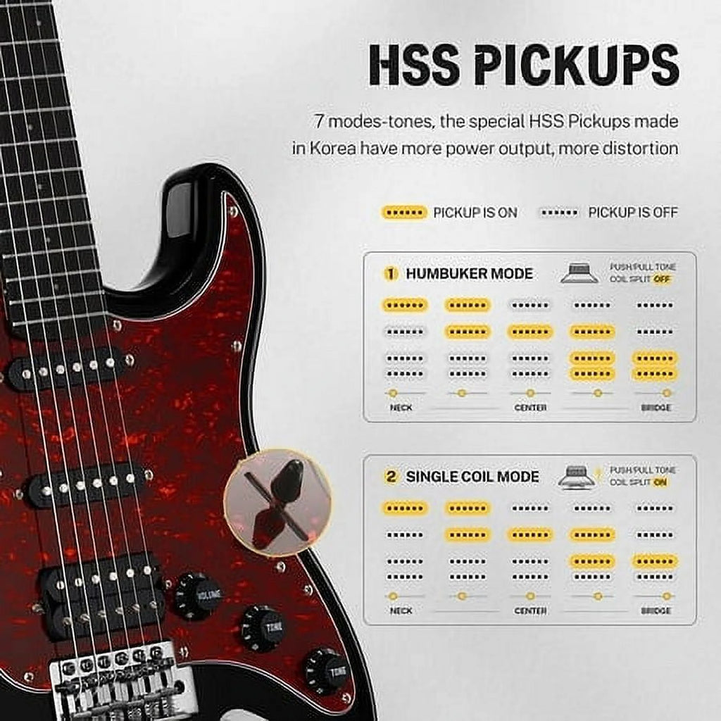 39 Inch Solid Body Electric Guitar with Single Coil Split System M444