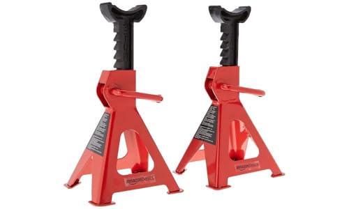 3 Ton Capacity Steel Auto Stands, 1 Pair, Black and Red C572252