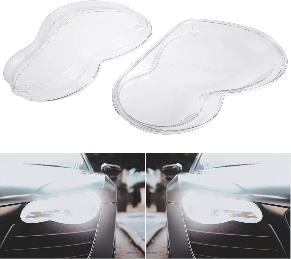 1 Pair Car Front Headlight Headlamp Lens Cover PC Shell B59005