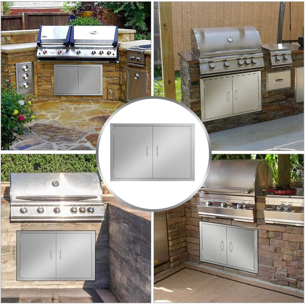 Outdoor Kitchen Stainless Steel Double Door 28W x 19H Inch N598