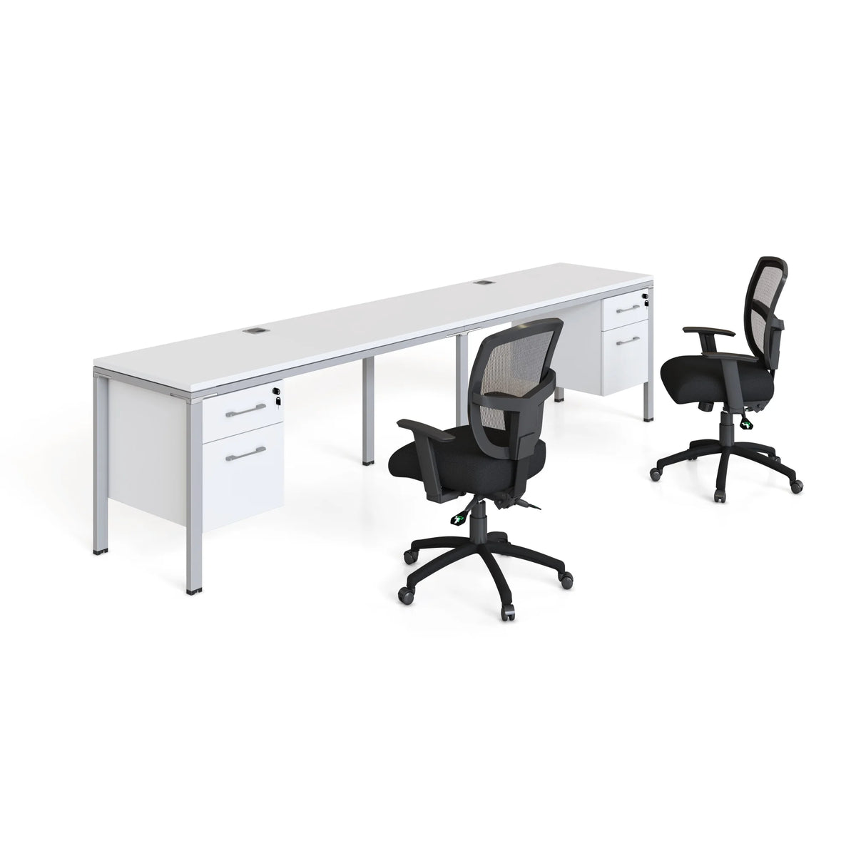 Double Desk with 2 Pedestals White H4413
