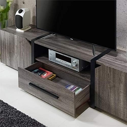 Rustic Wood 81.5-Inch TV Stand in Distressed Gray O727