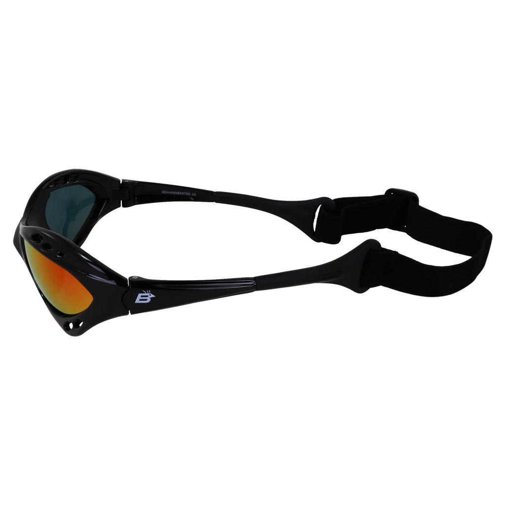3 Pairs Padded Polarized Sunglasses with Strap Black Frame Smoke Red & Pink Mirror Lenses W293870