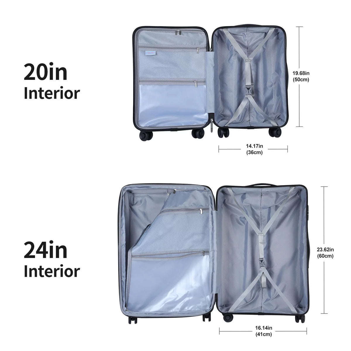 2 Piece ABS+PC Hardshell Luggage Set with Spinner Wheels Y6256
