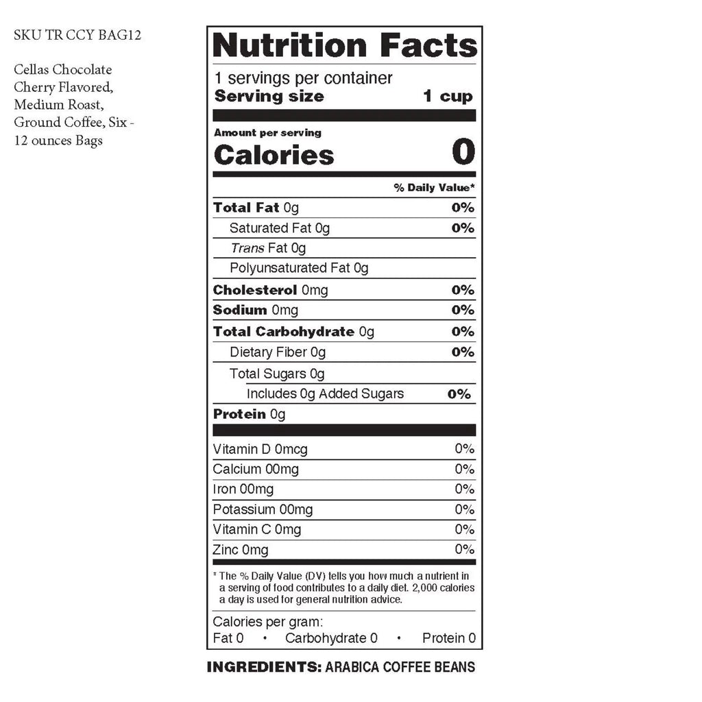 Chocolate Cherry Flavored Medium Roast Ground Coffee 6 - 12 ounces Bags G83846