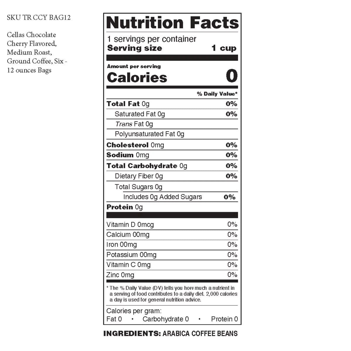 Chocolate Cherry Flavored Medium Roast Ground Coffee 6 - 12 ounces Bags G83846