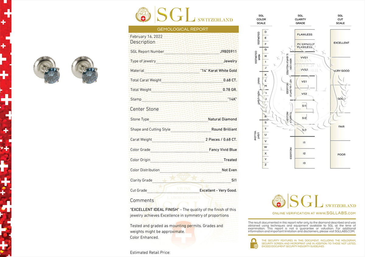 14K White Gold Stud Earrings R412