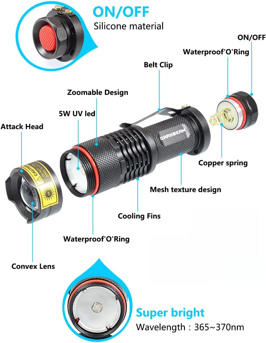 UV 365nm Blacklight LED Flashlight 2 Packs J577504