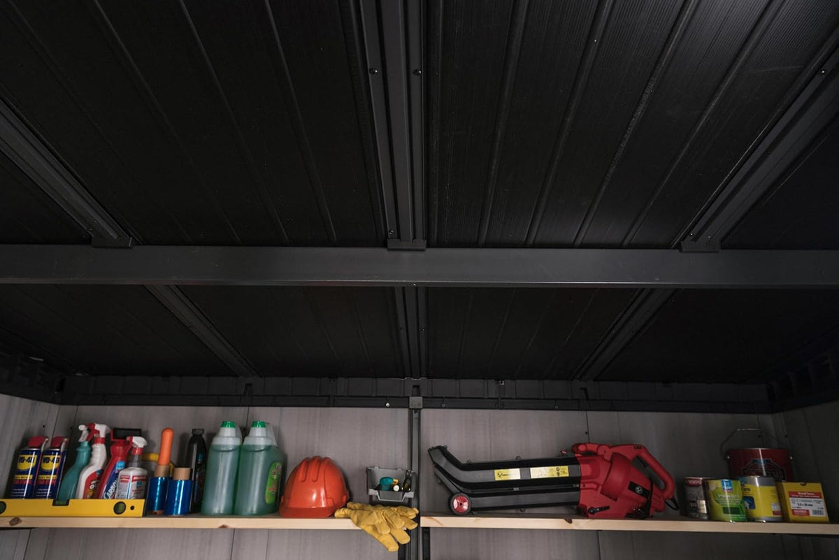 Grey & Black Resin Outdoor Storage Shed H7566