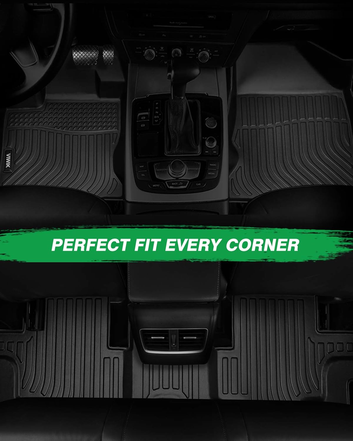 All Weather TPE Black Floor Mats Full Set 1st 2nd 3rd Row J136