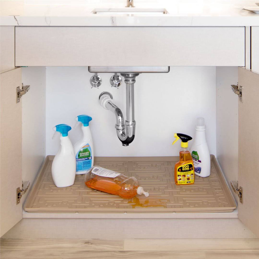 Under Sink Kitchen Cabinet Mat, 37 x 22 inch, Beige L4546