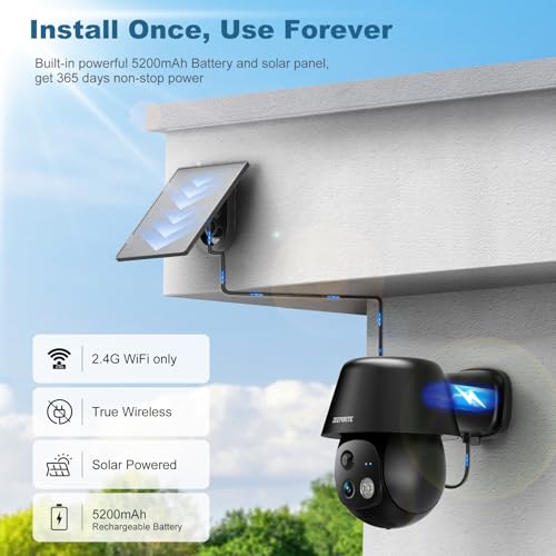 2K Pan/Tilt 360° View Solar/Battery Powered WiFi Security Cameras J42727