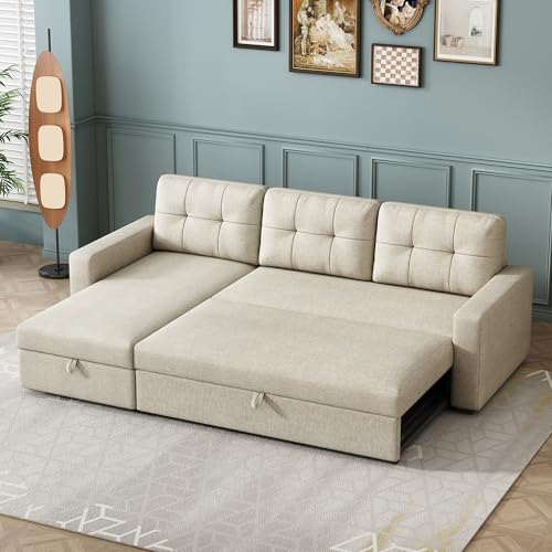 L Shaped Sleeper Sofa with Pull Out Bed and Storage A544723