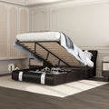 Brown Queen Size Faux Leather Upholstered Platform Bed with Lift Up Storage Y3274