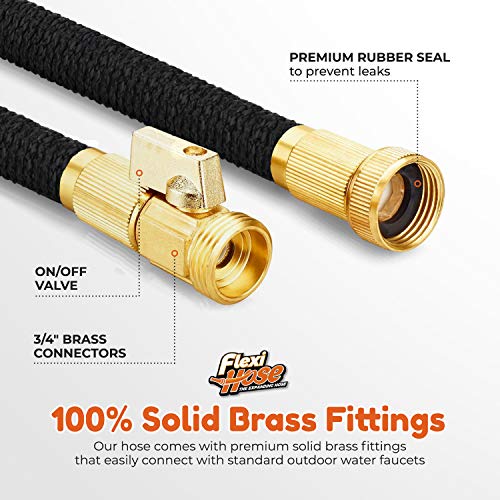 Expandable Garden Hose 50 ft Brass Fittings Black U97453